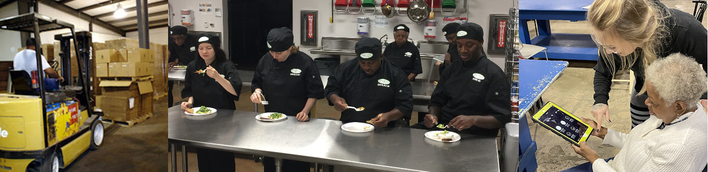 fork lift driver, food service prep, assembly - just a few work opportunities
