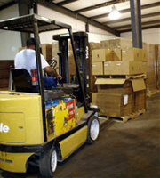 consumer driving a forklift